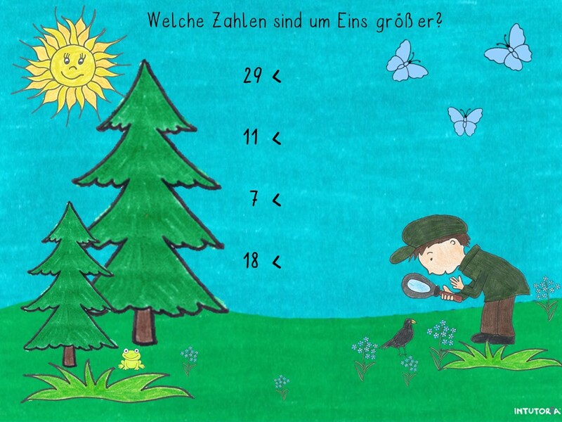 Spiel 5 - Um Eins - Zehn größer